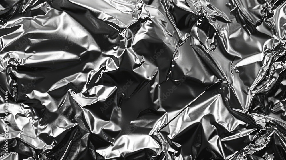 Poster A black and white photo of a sheet of foil. Suitable for various design projects