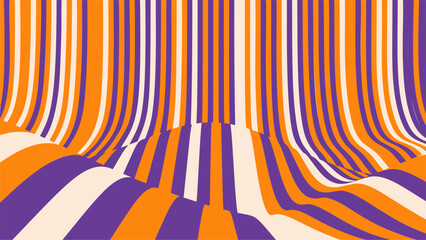 Orange and purple striped op art background