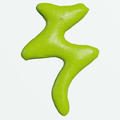 3d render of isolated wasabi japanese hiragana characters or letters on white background