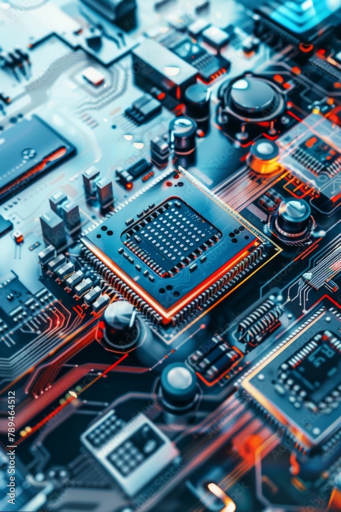 Poster technological depths: microchip complexity and precision. generative ai