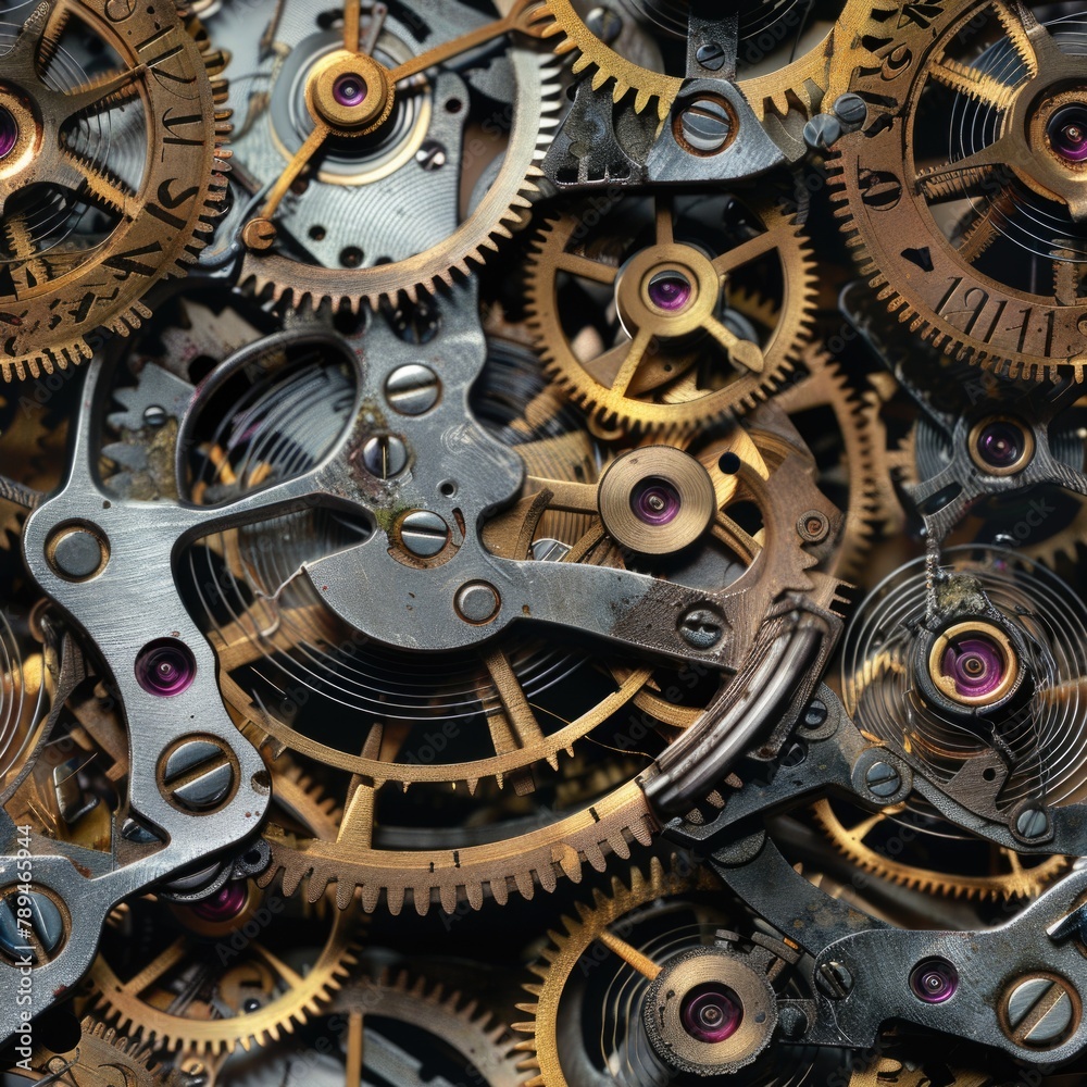 Poster detailed view of interconnected gears. suitable for industrial concepts