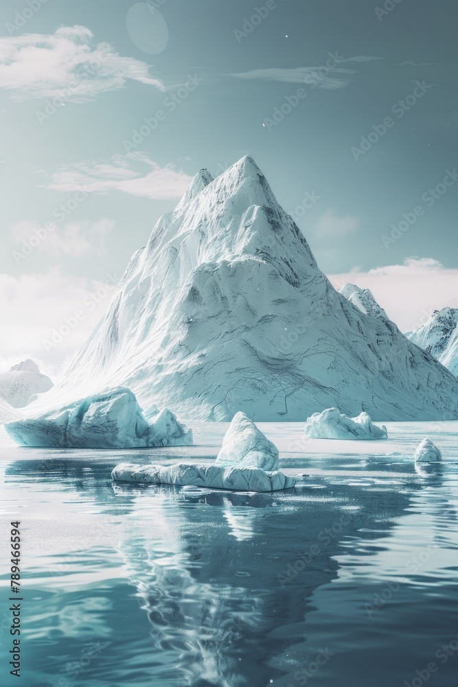 Aufkleber an iceberg floating in a body of water. suitable for environmental themes
