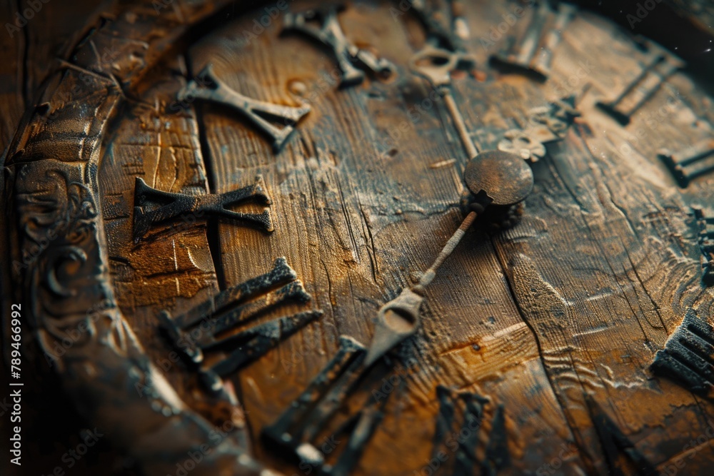 Aufkleber a wooden clock with classic roman numerals. suitable for time-related concepts
