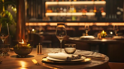 Fototapeta premium Intimate Dining Experience in Cozy Restaurant Ambiance