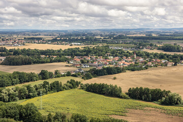 Rural Czech landscape near Pardubice, view from castle Kuneticka Hora