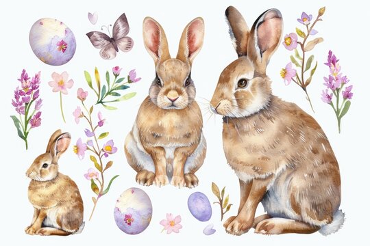 A cute image of two rabbits sitting side by side. Perfect for animal lovers