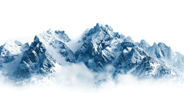 Winter Mountain Landscape Isolated on white background