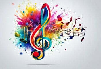 background color drawn white explosion Colorful musical note colourful drawing pride music illustration design vector sound art melody treble