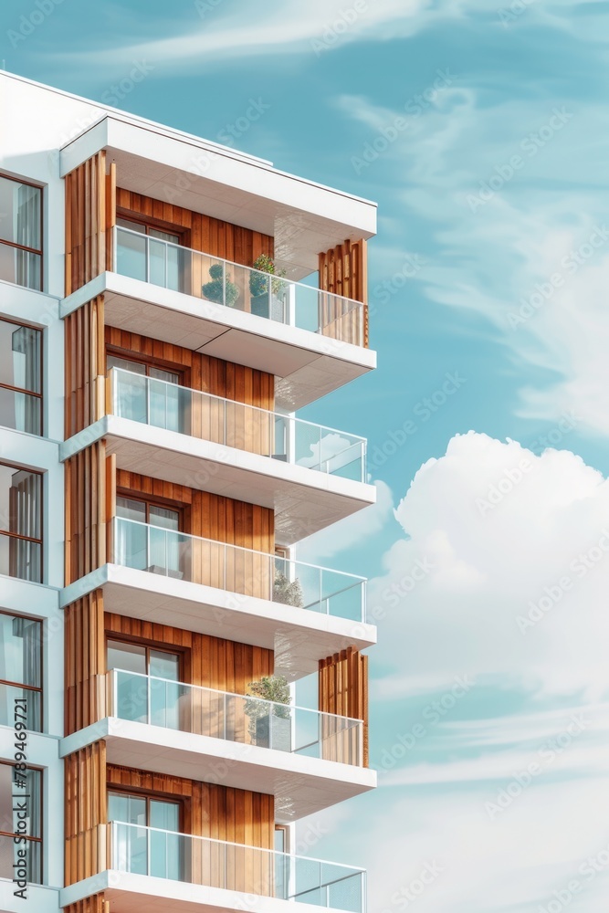 Poster a tall building with balconies. suitable for architectural projects