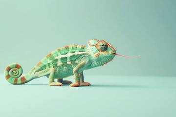 Chameleon on a blue background generated AI	
