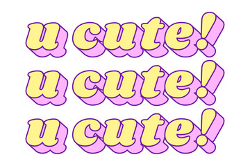 Doodle U Cute! word  design element
