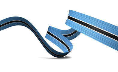 3d Flag Of Botswana 3d Wavy Shiny Botswana Ribbon Flag Isolated On White Background 3d Illustration