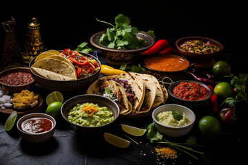 Dishes from typical Mexican cuisine
