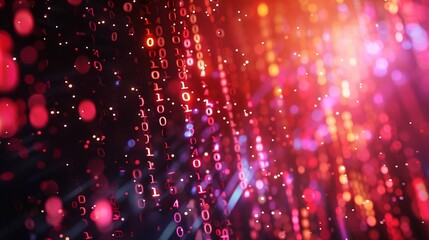 Vivid Blurred Motion Background of Scrolling Binary Code. Generative Ai