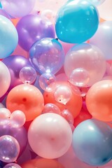 A bunch of balloons floating in the air, perfect for celebrations and parties