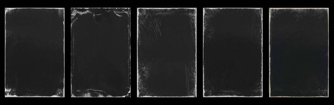 Empty old vintage black scratch torn poster set overlay texture background