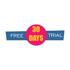 30 days free trial label design. guarantee sign and symbol.