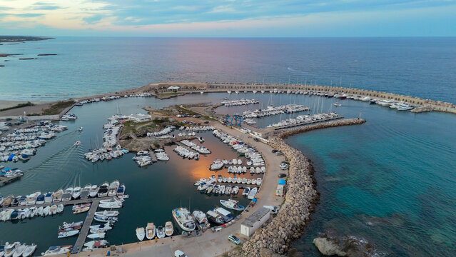 aerial pictures made with a dji mini 4 pro drone over Grotta della Poesia and San Foca, In Puglia, Italy.