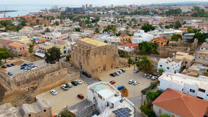 aerial pictures made with a dji mini 4 pro drone over Famagosta, Cyprus.