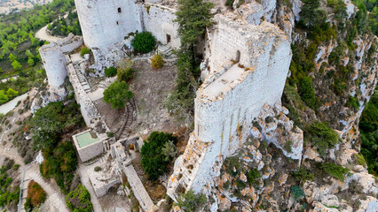 aerial pictures made with a dji mini 4 pro drone over Kantara Castle, Cyprus.
