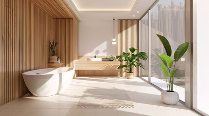 a beautiful modern, clean style bathroom with perfectly bright diffuse lighting