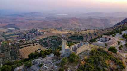 Obraz premium aerial pictures made with a dji mini 4 pro drone over Castel di Judica, Sicily, Italy.
