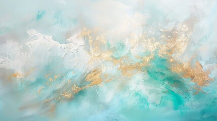 Fototapeta na wymiar Abstract watercolor paint background by teal color blue and green and glistering gold with liquid fluid texture for background or banner with space for text.