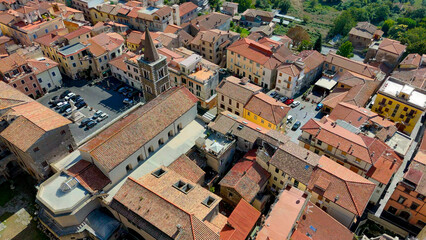 aerial pictures made with a dji mini 4 pro drone over Palestrina, Lazio, Italy. - obrazy, fototapety, plakaty