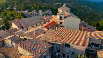 aerial pictures made with a dji mini 4 pro drone over Capranica Prenestina, Lazio, Italy. - obrazy, fototapety, plakaty