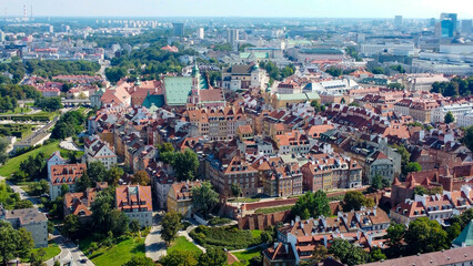 Fototapeta na wymiar aerial pictures taken with a DJI Mini 4 Pro drone over Warsaw, Poland: