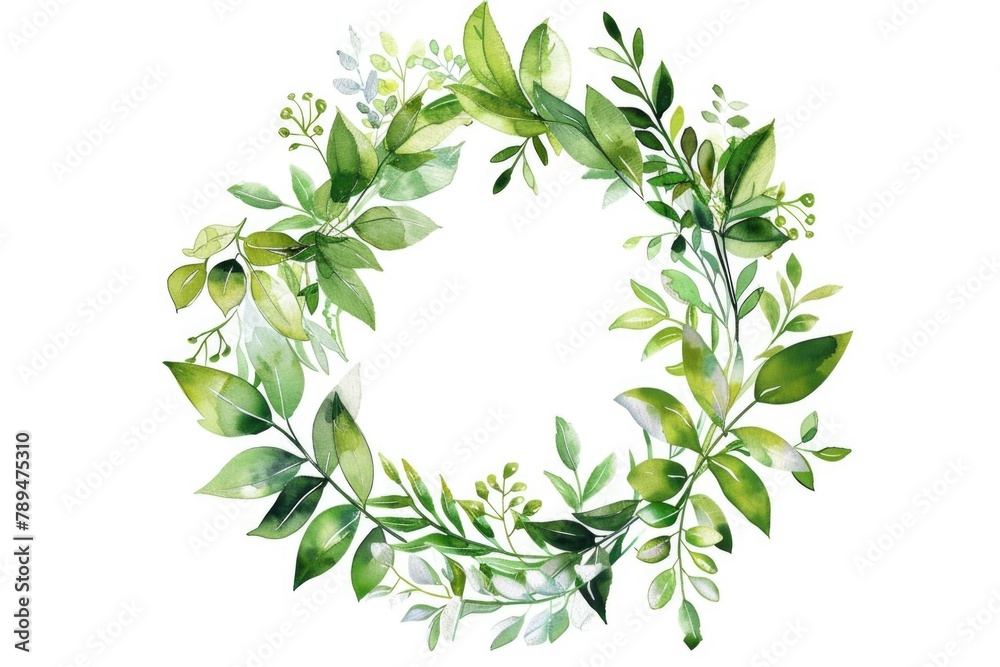 Poster a simple wreath of green leaves on a white background. perfect for various design projects