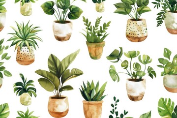 A collection of potted plants on a clean white background. Perfect for interior design projects