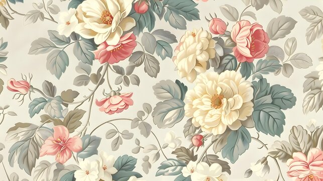 Classic Wallpaper Pattern Enchants with English Garden Florals