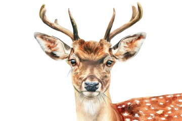 Beautiful watercolor painting of a deer with antlers. Great for nature-themed designs
