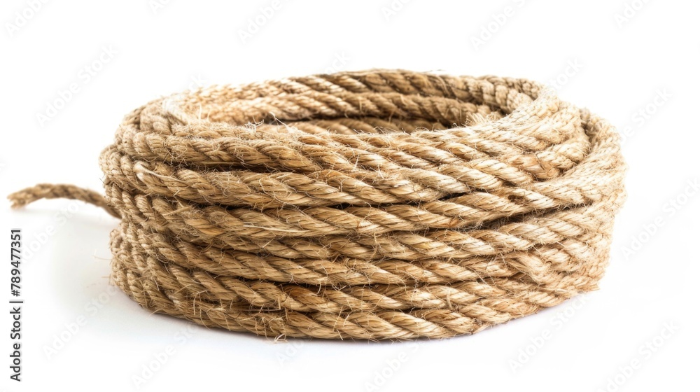 Poster A coil of rope on a white surface, suitable for various projects