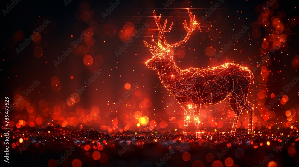 Poster a christmas deer in an abstract style. low poly design. merry christmas card. modern 3d graphic geom