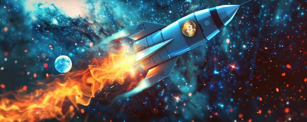 Bitcoin is a rocket from the future that shows a bullish trajectory.