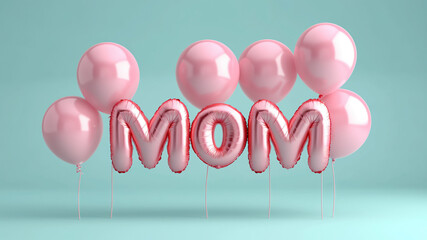 Mother's Day background with mom text made of balloon letters