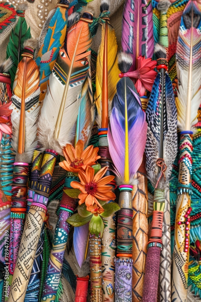 Aufkleber A collection of vibrant umbrellas with unique feather decorations. Perfect for adding a pop of color to any project
