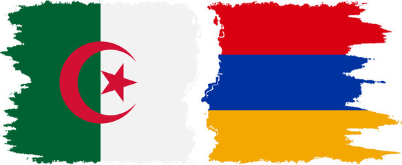Armenia and Algeria grunge flags connection vector