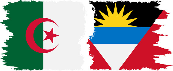 Antigua and Barbuda and Algeria grunge flags connection vector
