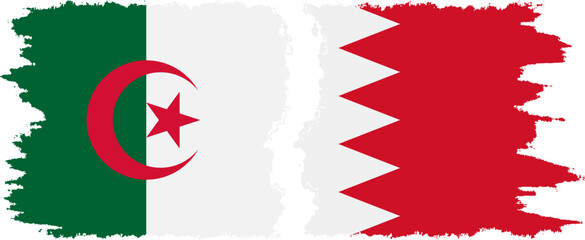 Bahrain and Algeria grunge flags connection vector