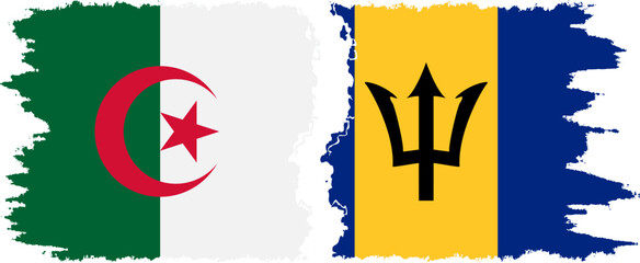 Barbados and Algeria grunge flags connection vector