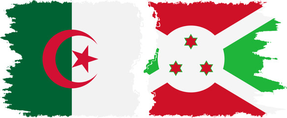 Burundi and Algeria grunge flags connection vector