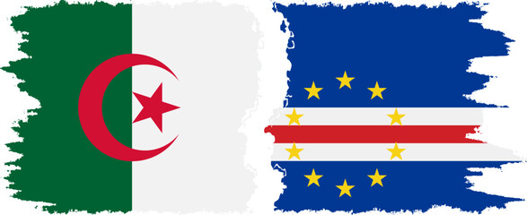 Cape Verde and Algeria grunge flags connection vector