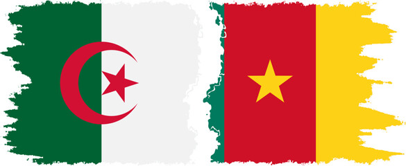 Cameroon and Algeria grunge flags connection vector