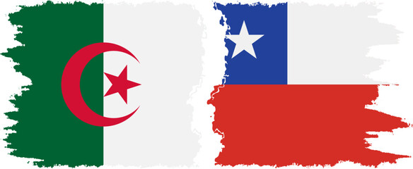 Chile and Algeria grunge flags connection vector