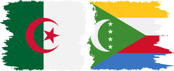 Comoros and Algeria grunge flags connection vector