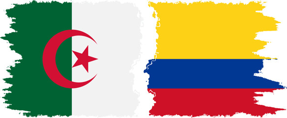 Colombia and Algeria grunge flags connection vector - obrazy, fototapety, plakaty