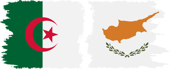 Cyprus and Algeria grunge flags connection vector